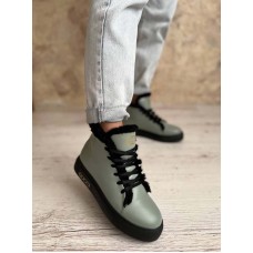 Зимние ботинки женские на плоской подошве натуральные Код В-46КОР